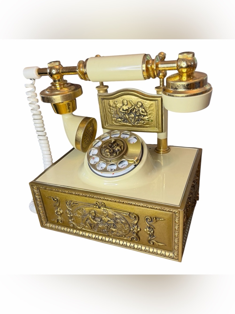 Vintage-Style Cream & Gold Rotary Phone by DECO-TEL